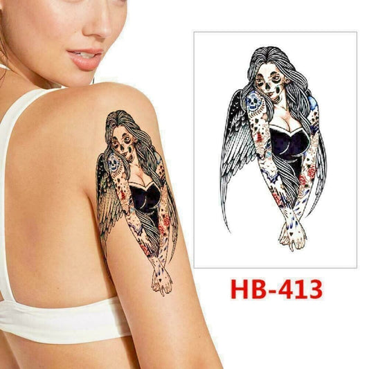 Dark Angel Temporary Tattoo Sleeve Women Mens Fake tattoos Sticker Waterproof