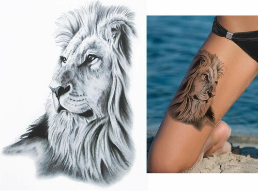 Lion Temporary Waterproof Tattoo Sleeve Women Mens tattoos Fake Arm Leg Sleeve