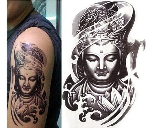 Buddha Temporary Tattoos Waterproof Sleeve Womenx Mens Fake Sticker budda