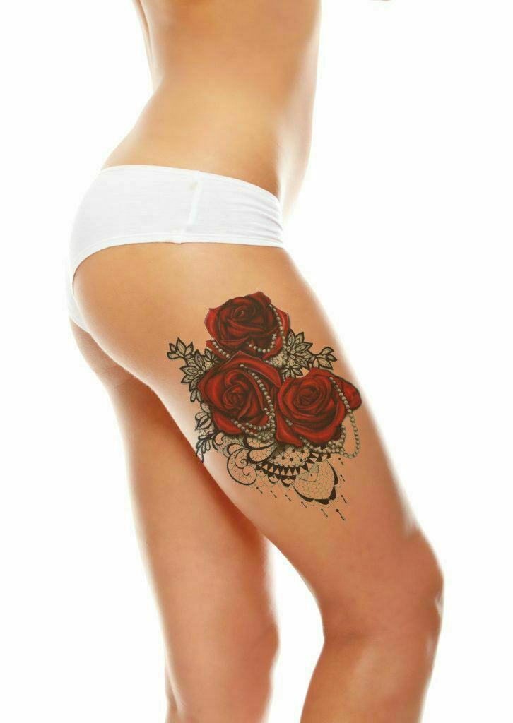 Red Roses Temporary Tattoos Waterproof Sleeve Women Sexy Womens Tattoo