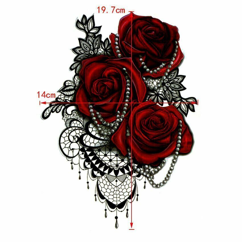 Red Roses Temporary Tattoos Waterproof Sleeve Women Sexy Womens Tattoo