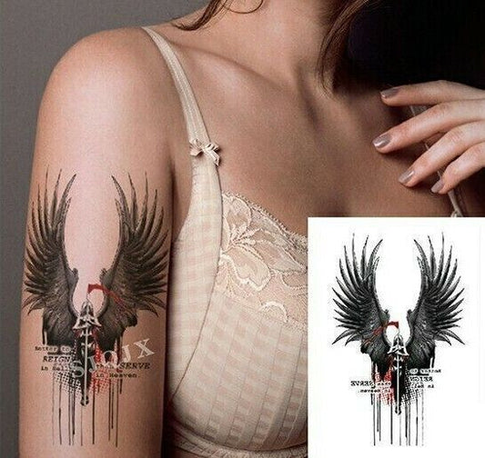 Goth Devil Angel Wings Heaven Hell Temporary Tattoo Sticker Mens Womens tattoos