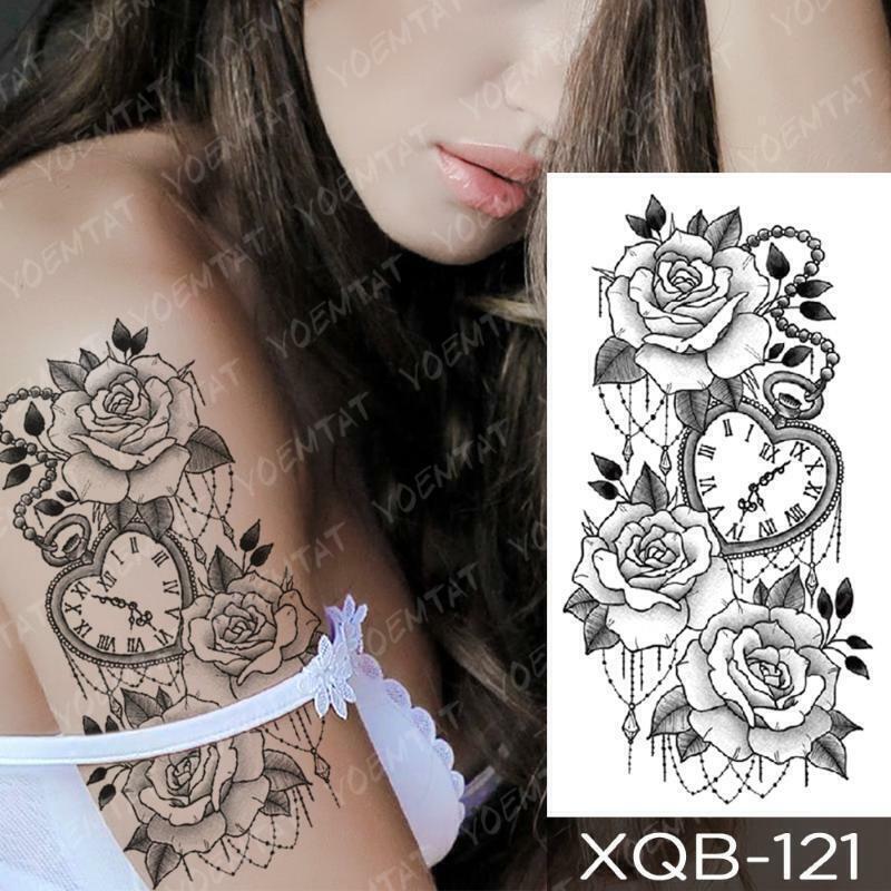 Love Heart, Time, Watch, Roses  Temporary Tattoo Fake Sticker Womens Arm Leg UK