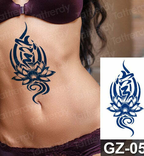 Tribal Flower SEMI PERMANENT Temporary Tattoos Natural Long Lasting Mens Womens