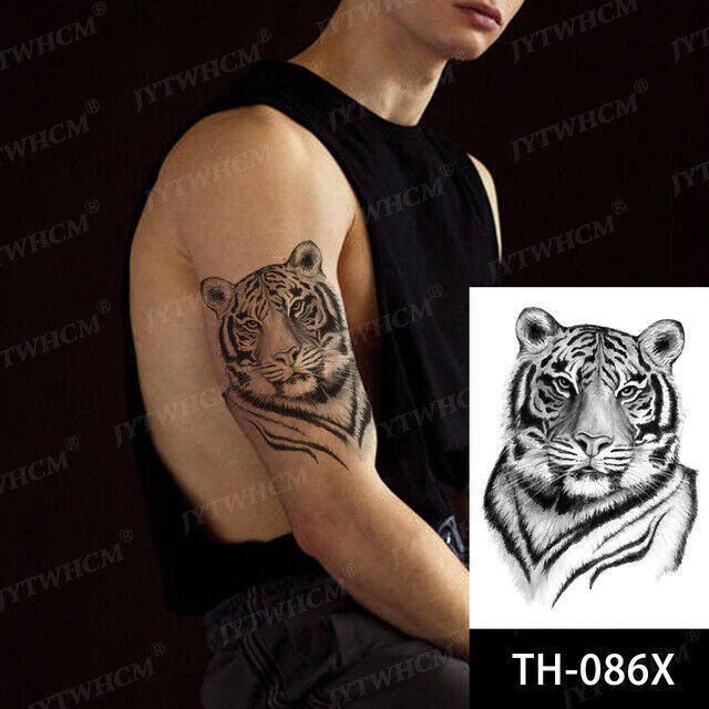 Tiger Flower Temporary Tattoo Sleeve Tattoos Arm Body Womens Mens