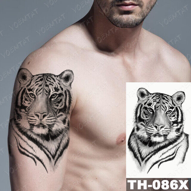 Tiger Flower Temporary Tattoo Sleeve Tattoos Arm Body Womens Mens