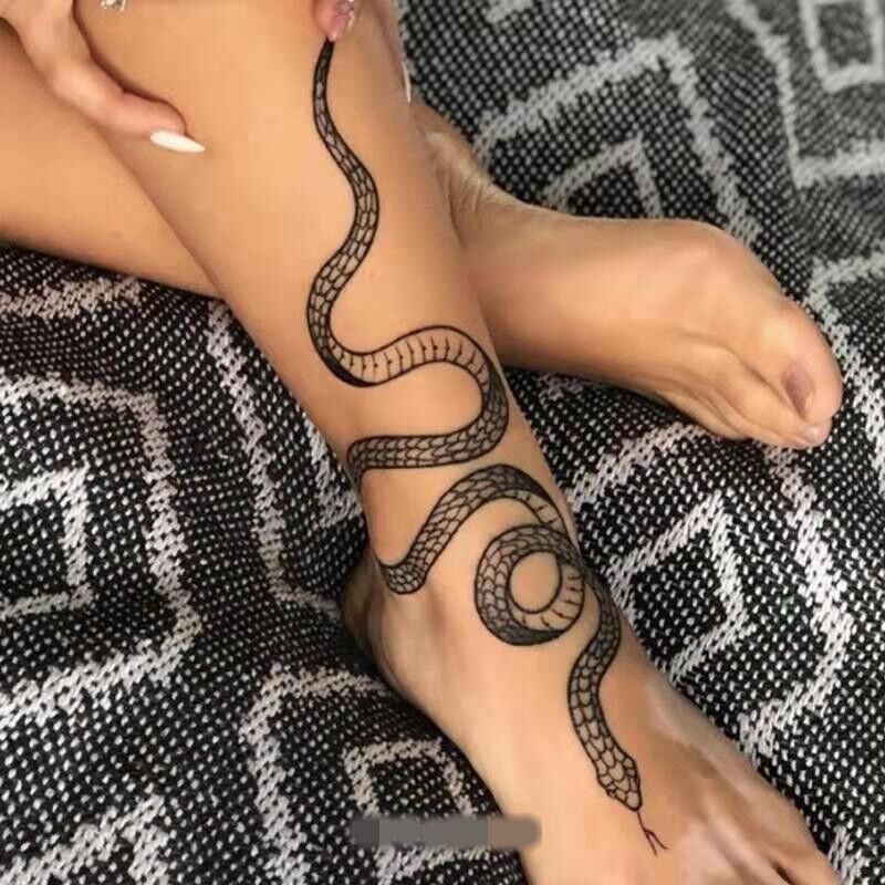 Sexy Snake Womens Temporary Tattoo Fake Sticker Arm Tattoos Body Leg Chest Thigh