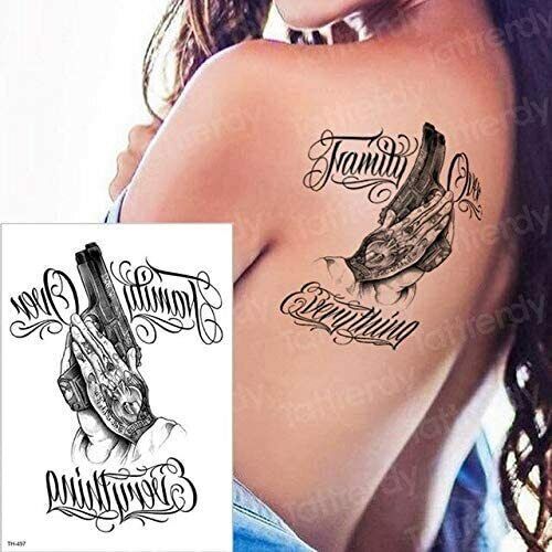 Family Over Everything Temporary Tattoos Mens Womens Fake Sticker Tattoo Gun