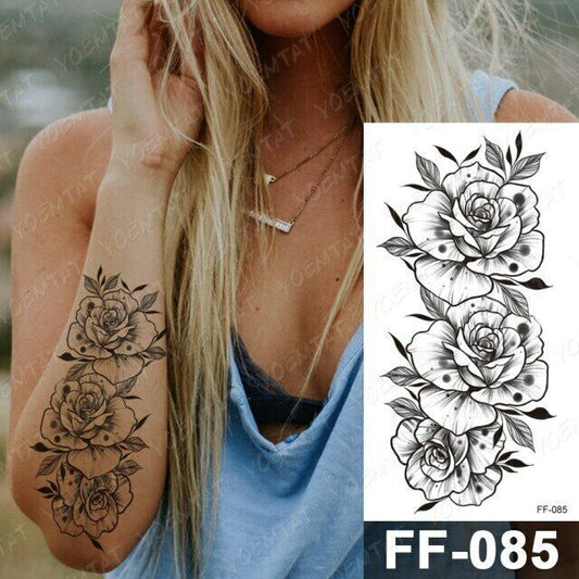 Sexy Roses Flowers Waterproof Temporary Tattoo Women Arm Thigh Leg Chest Sticker