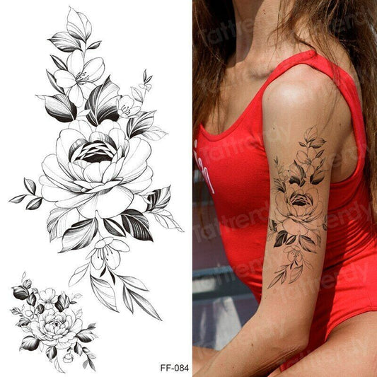 Pretty Flowers Temporary Tattoos Womens tattoo Arm Thigh Leg Chest Sticker