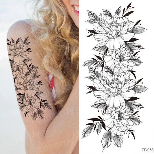 Flower Collection Temporary Tattoo Women Arm tattoos Leg Chest Sticker Womens