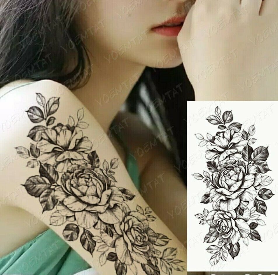 Sexy Flowers Temporary Tattoos waterproof Womens tattoo Arm Leg Thigh body