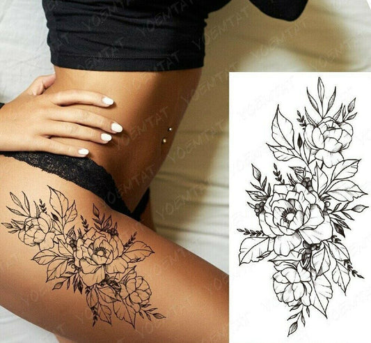 Flower Half Sleeve Temporary Tattoo Fake Womens tattoos Arm Leg Thigh Back