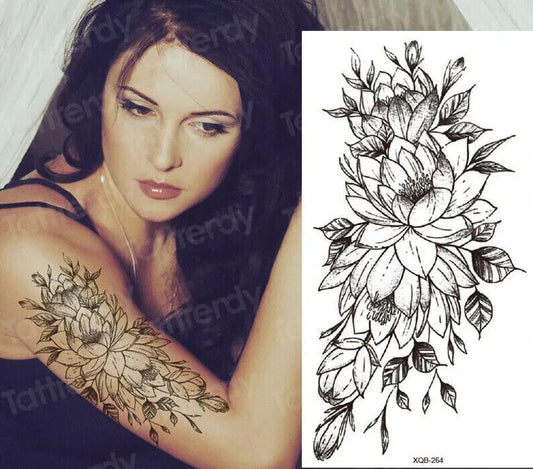 Flowers Womens Temporary Tattoo Fake Women Tattoos Arm Leg Thigh Back