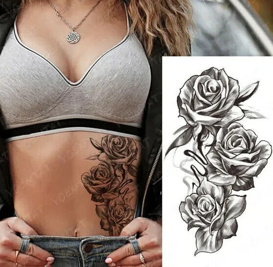 Sexy Flowers Temporary Tattoo Arm Leg Thigh Chest Womens Waterproof tattoos