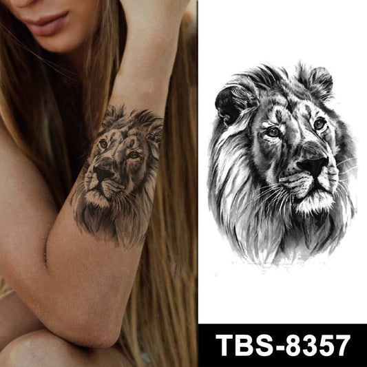 Wise Lion Temporary Tattoo Waterproof Fake Sticker Womens Mens Arm Leg Press on