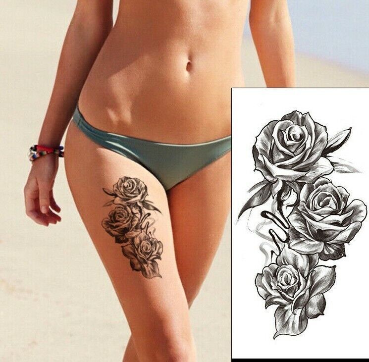 Sexy Flowers Temporary Tattoo Arm Leg Thigh Chest Womens Waterproof tattoos