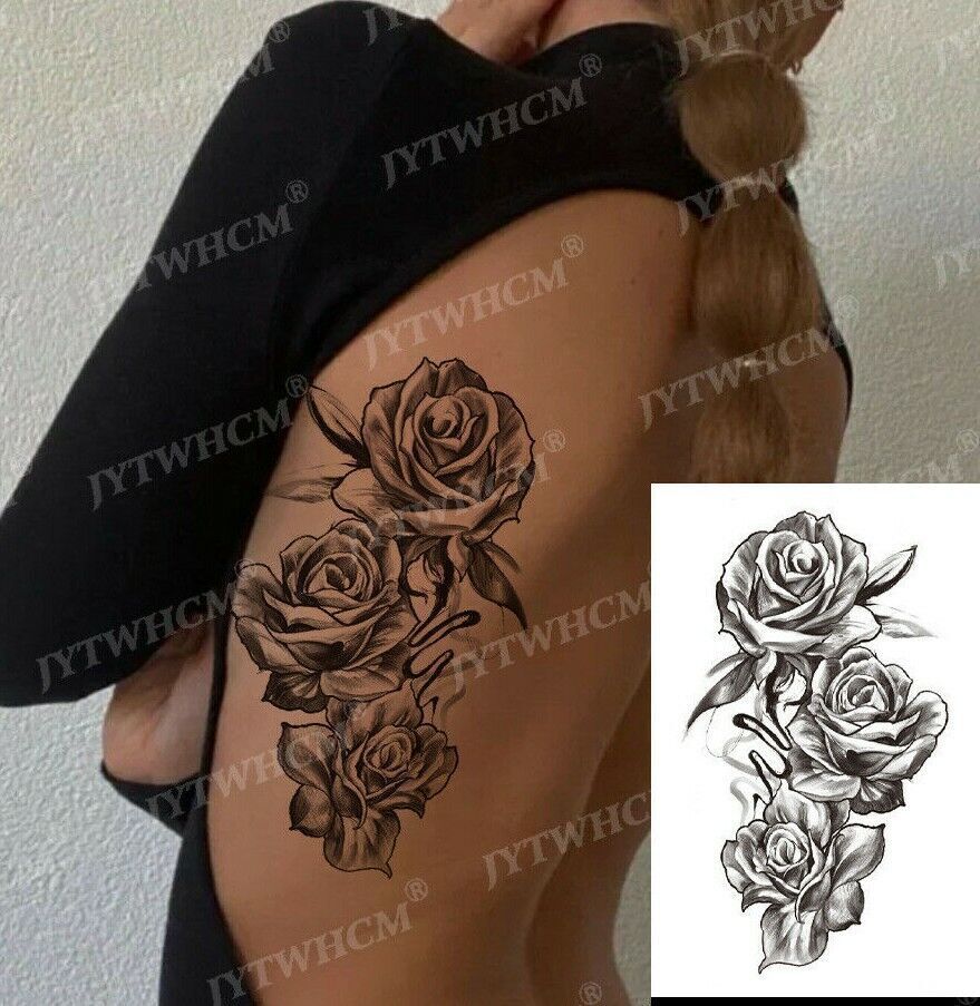 Sexy Flowers Temporary Tattoo Arm Leg Thigh Chest Womens Waterproof tattoos