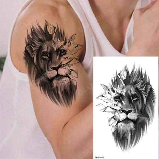 Mens Lion Temporary Tattoo Waterproof Fake Sticker Womens Mens Tattoo Leg Arm