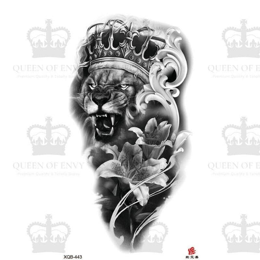 Lion King Flower Waterproof Temporary Tattoo Fake Sticker Womens Mens Arm Leg