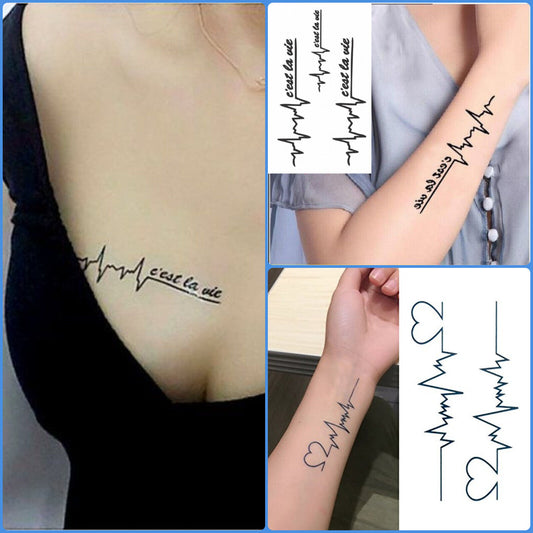 Heart Beat Love Waterproof Temporary Tattoo Women Men Fake Sticker Cest la Vie