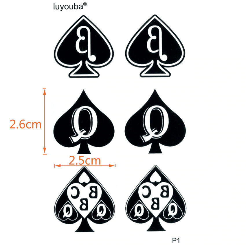 Sexy Beta BBC Queen Spades Temporary Tattoos Women Men Fake Sticker Body Tattoo