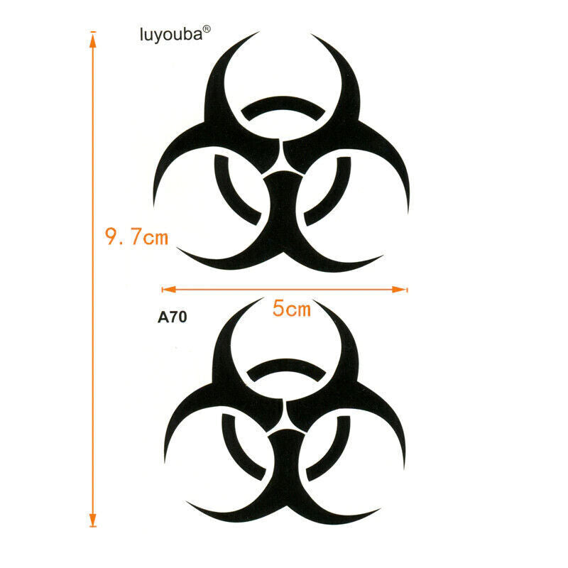 Biohazard Danger Kids Women Mens Stickers Temporary Tattoo Zombie Toxic Tattoos