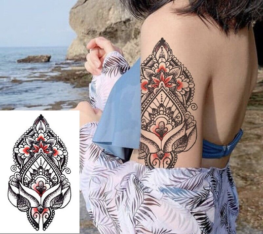 Womens Flower Temporary Tattoos Arm Tattoo Fake Body Girls Tattoo Waterproof