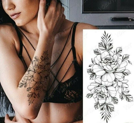 Sexy Flowers Womens Temporary Tattoo Arm Leg Thigh Chest Fake tattoos Sticker