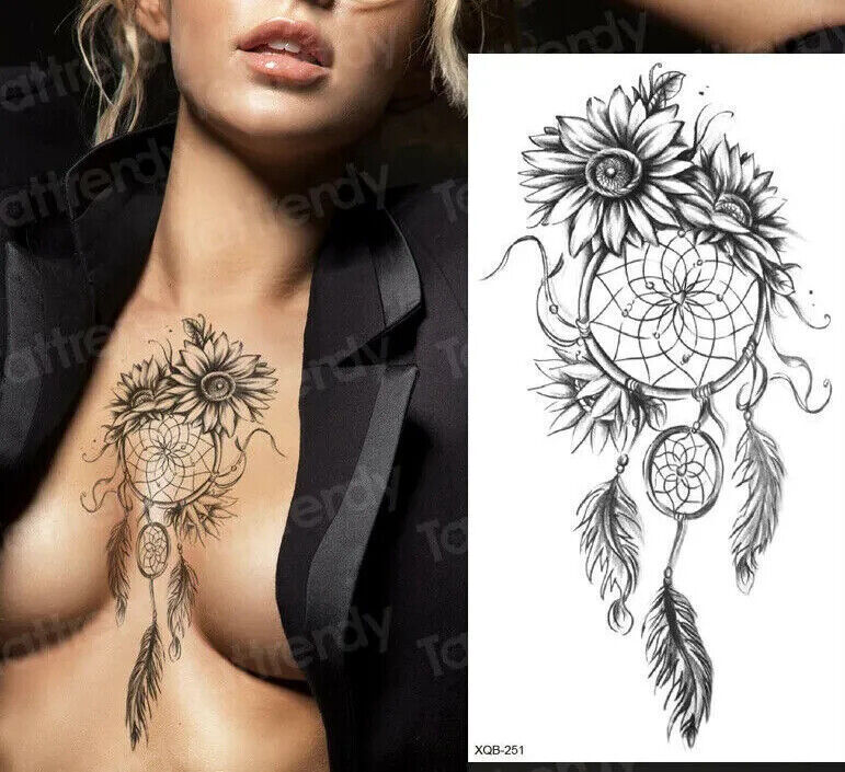 Dream Catcher Spirit Feather Flower Temporary Tattoo Fake Sticker Womens Mens UK