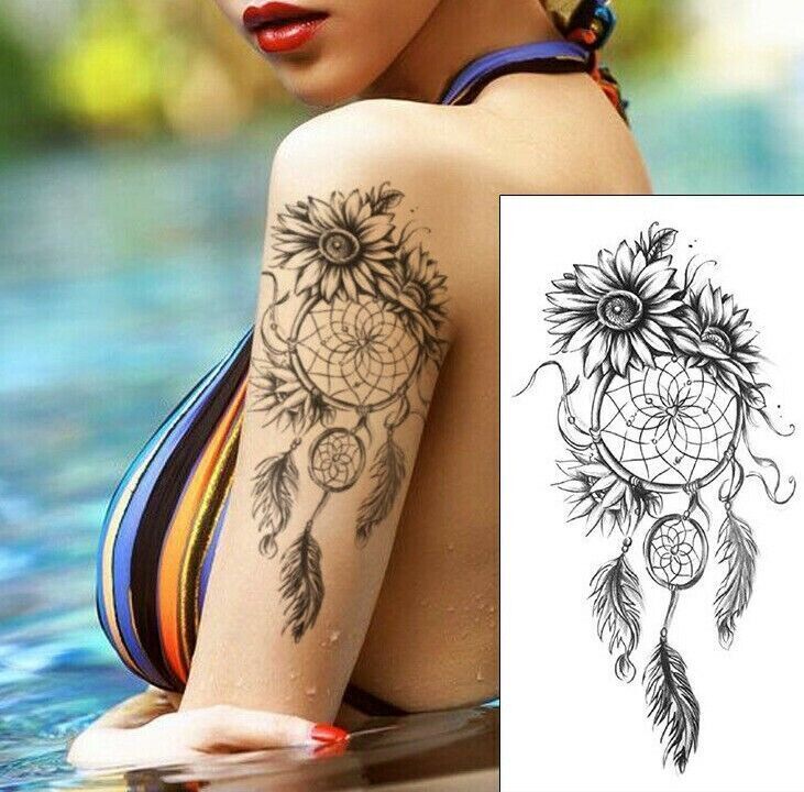 Dream Catcher Spirit Feather Flower Temporary Tattoo Fake Sticker Womens Mens UK