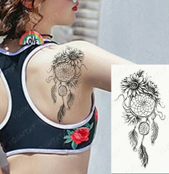 Dream Catcher Spirit Feather Flower Temporary Tattoo Fake Sticker Womens Mens UK