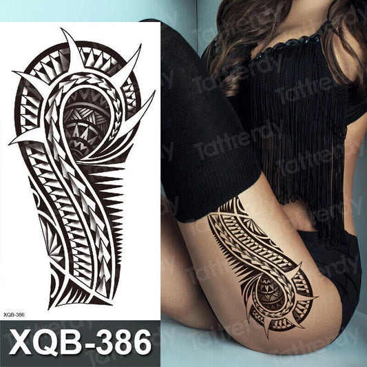 Inca Solid Black Tribal Temporary Tattoo Fake Sticker Womens Mens Arm Leg Back