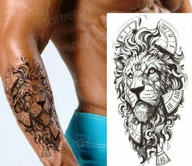 Lion Temporary Tattoo Fake Sticker Arm Leg Thigh Chest Womens Mens Tattoos Arm