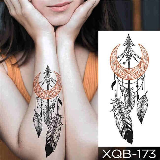 Dream Catcher Half Moon Waterproof Womens Temporary Arm Tattoo Fake Sticker