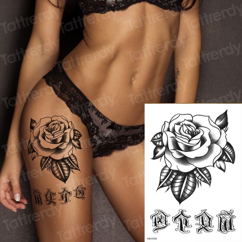 Rose Flower Temporary Tattoo Women Fake Sticker Chest womens Arm tattoos Leg