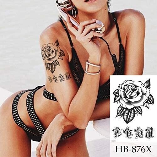 Rose Flower Temporary Tattoo Women Fake Sticker Chest womens Arm tattoos Leg