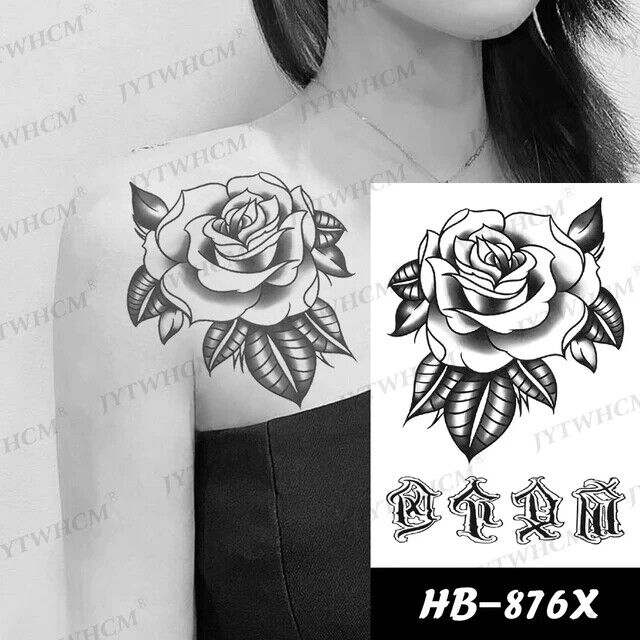 Rose Flower Temporary Tattoo Women Fake Sticker Chest womens Arm tattoos Leg