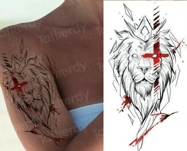 ENGLAND Lion Mens Temporary Tattoo Womens Tattoos Fake Sticker Waterproof