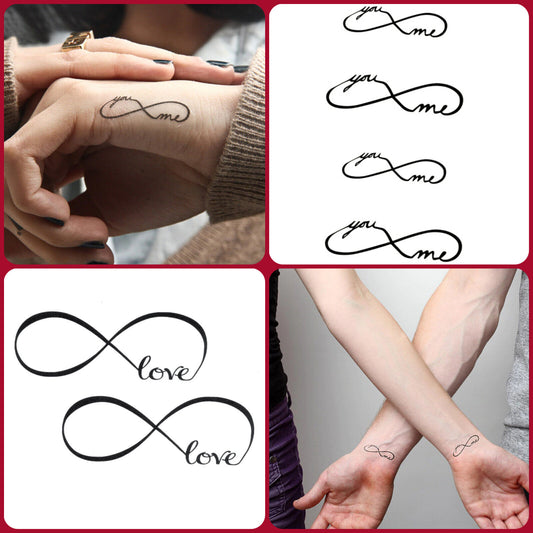 You Me Infinity Forever Love Waterproof Temporary Tattoo Women Men Fake Sticker