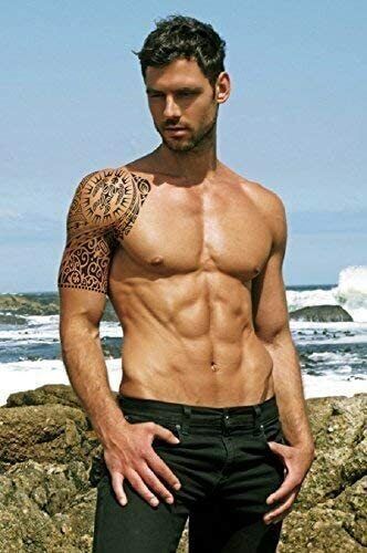 Polynesian Tribal Mens Tattoo Sticker The Rock Womens Leg Fake Arm Half Sleeve