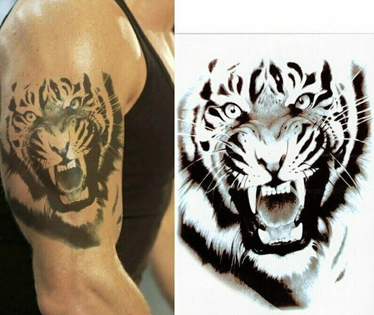 Tiger Temporary Waterproof Tattoo Sleeve Mens Womens Fake Sticker Cat Chest Back