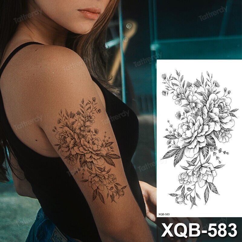 Pretty Flowers Arm Womens Temporary Tattoo Fake Waterproof Leg Thigh Chest Back