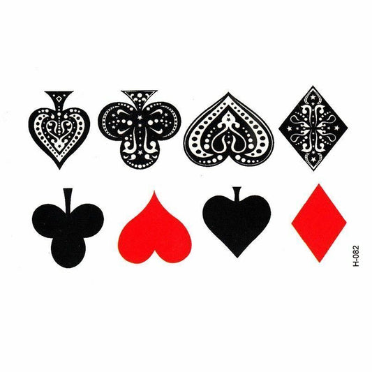 Poker Temporary Tattos Hearts Spades Club Diamonds Waterproof Tattoo Womens Men