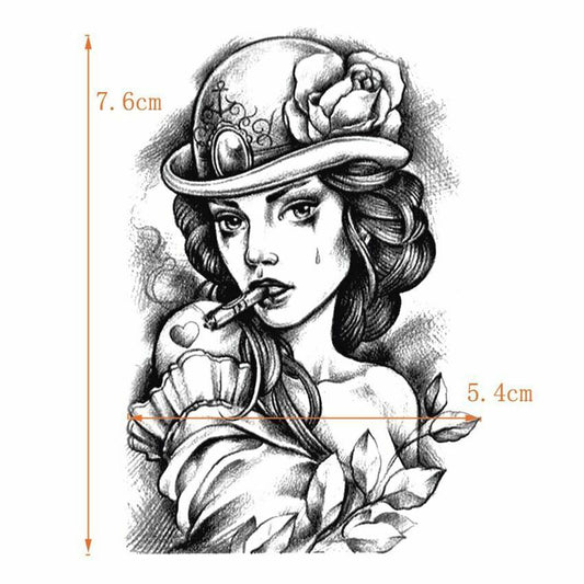 Pin Up Girl Silhouette Chicanos Art Cigar Tattoos Women Mens Fake Sticker Arm