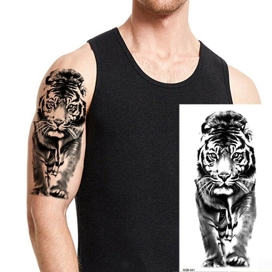 Pacing Tiger Temporary Tattoo Fake Press on Sticker Womens Mens Tattoos Arm Leg