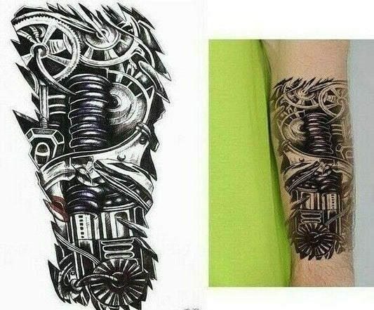 Terminator Steam Punk Temporary Tattoos Women Mens Fake Sticker Leg Arm Sleeve