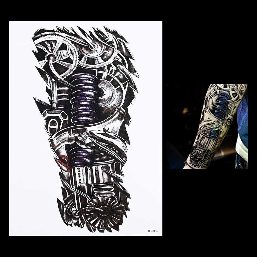 Terminator Steam Punk Temporary Tattoos Women Mens Fake Sticker Leg Arm Sleeve