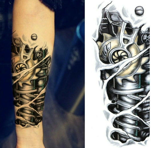 Robot Sleeve Terminator Temporary Tattoo Steampunk Women Mens Arm BioMechanical