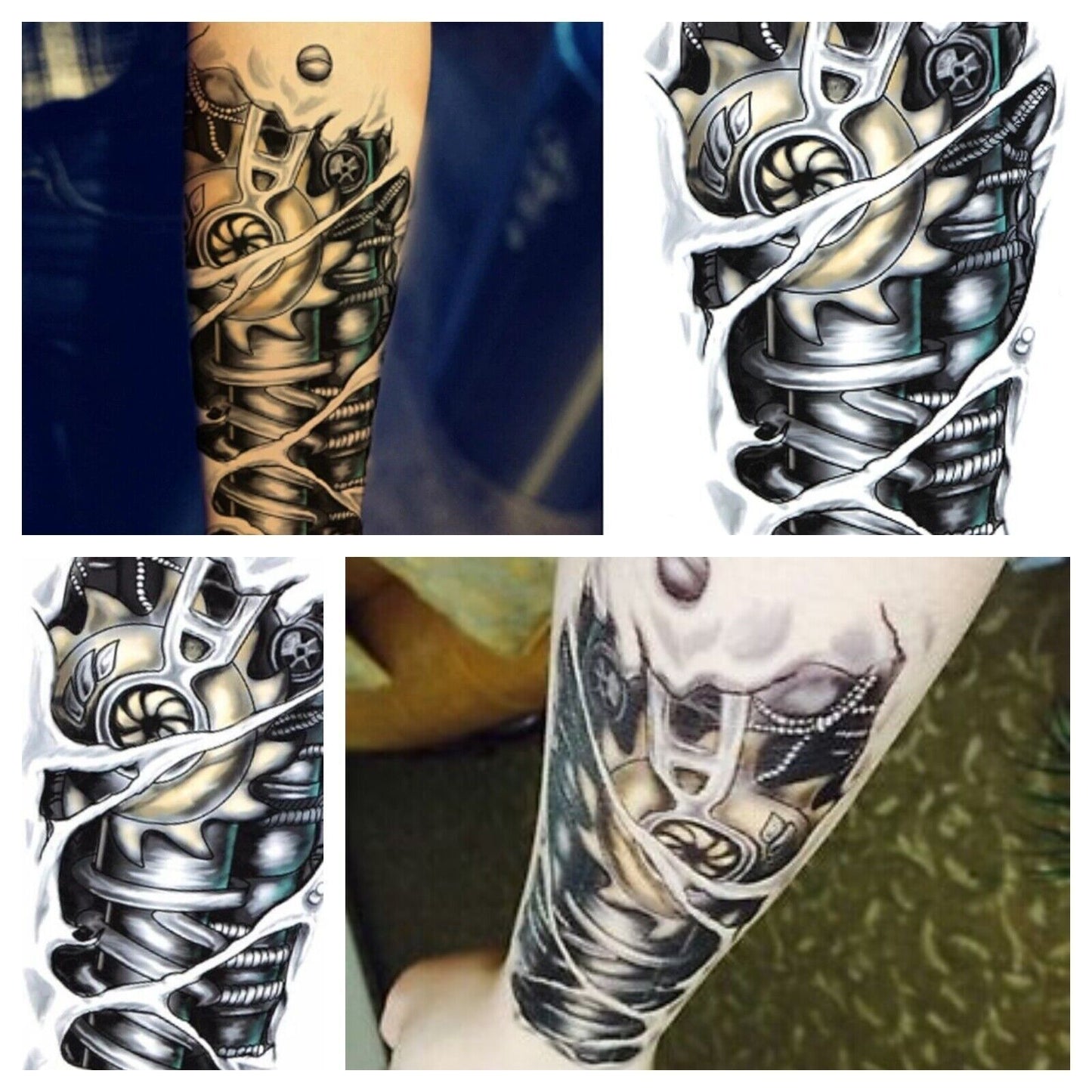 Robot Sleeve Terminator Temporary Tattoo Steampunk Women Mens Arm BioMechanical